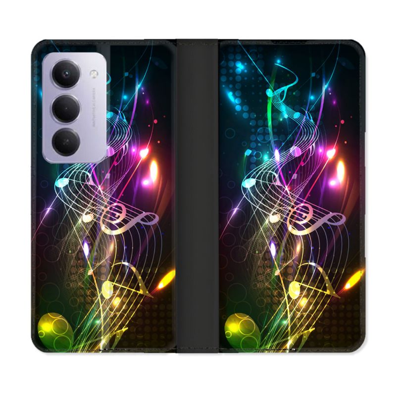 Housse cuir portefeuille Pour Xiaomi Redmi 15 4G Musique Partition Multicolore