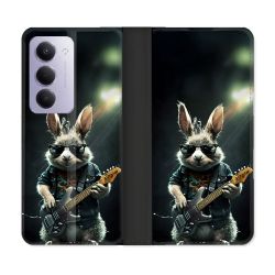 Housse cuir portefeuille Pour Xiaomi Redmi 15 4G Musique Rock Lapin