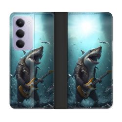 Housse cuir portefeuille Pour Xiaomi Redmi 15 4G Musique Rock Requin