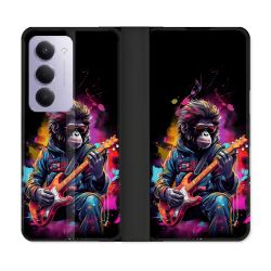 Housse cuir portefeuille Pour Xiaomi Redmi 15 4G Musique Rock Singe