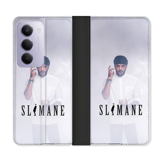 Housse cuir portefeuille Pour Xiaomi Redmi 15 4G Musique Slimane Blanc