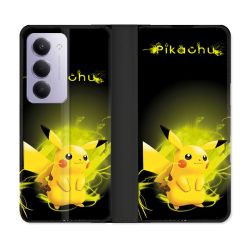 Housse cuir portefeuille Pour Xiaomi Redmi 15 4G Pokemon Pikachu Eclair