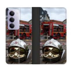 Housse cuir portefeuille Pour Xiaomi Redmi 15 4G Pompier Casque Camion