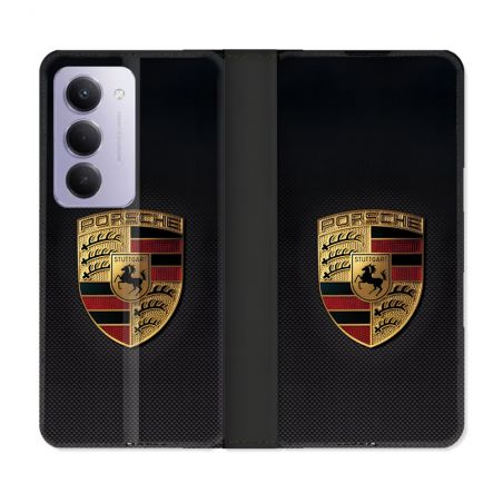 Housse cuir portefeuille Pour Xiaomi Redmi 15 4G Porsche Carbone