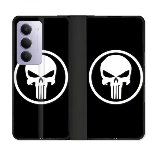 Housse cuir portefeuille Pour Xiaomi Redmi 15 4G Punisher