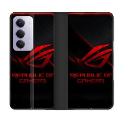 Housse cuir portefeuille Pour Xiaomi Redmi 15 4G ROG Rouge