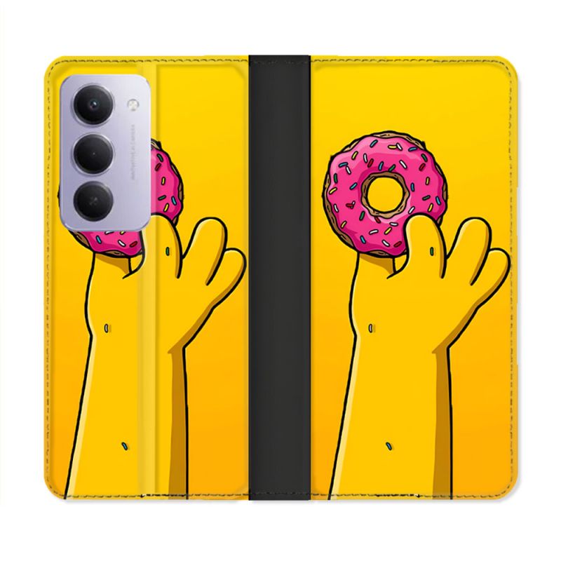 Housse cuir portefeuille Pour Xiaomi Redmi 15 4G Simpson Donuts