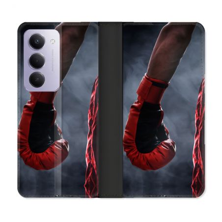 Housse cuir portefeuille Pour Xiaomi Redmi 15 4G Sport Boxe Gant Rouge