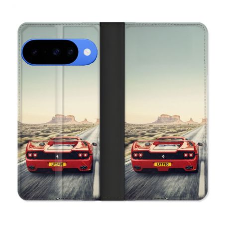 Housse cuir portefeuille Pour Google Pixel 10 Pro Ferrari F50