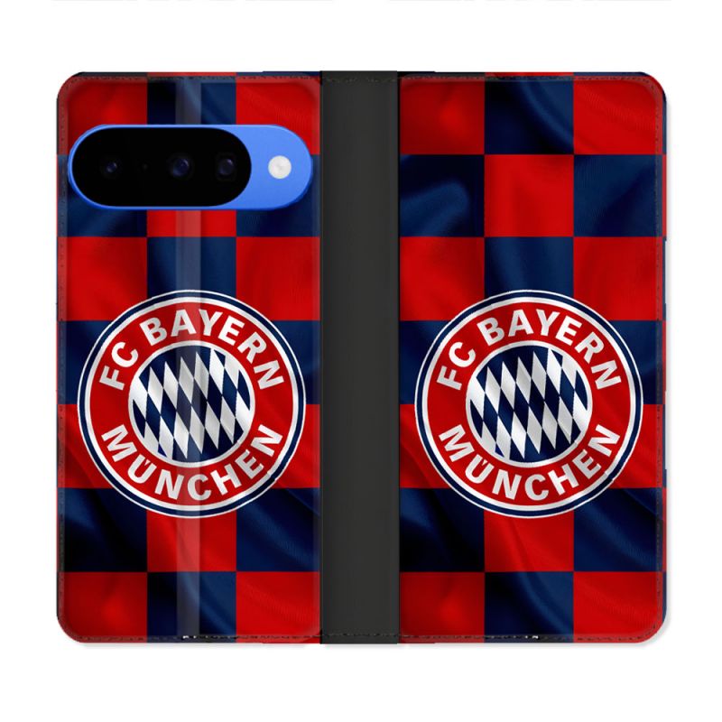 Housse cuir portefeuille Pour Google Pixel 10 Pro Foot Bayern Munich Carreaux