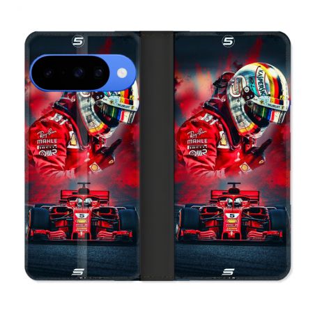 Housse cuir portefeuille Pour Google Pixel 10 Pro Formule 1 F1 Ferrari