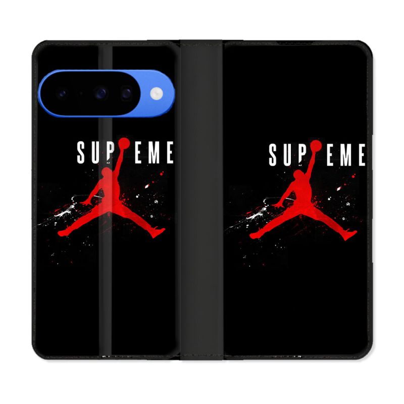 Housse cuir portefeuille Pour Google Pixel 10 Pro Jordan Supreme Noir