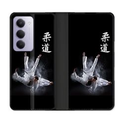 Housse cuir portefeuille Pour Xiaomi Redmi 15 4G Sport Judo Noir