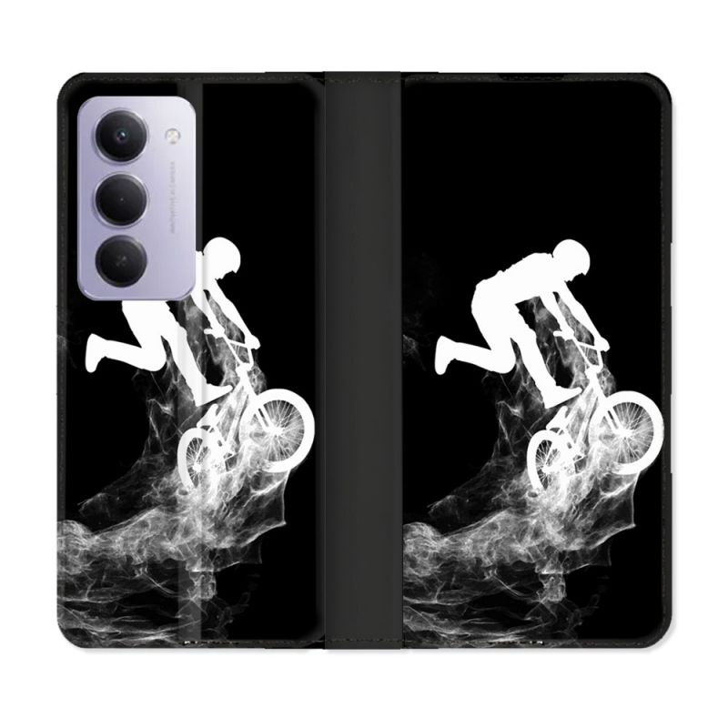 Housse cuir portefeuille Pour Xiaomi Redmi 15 4G Sport VTT Noir