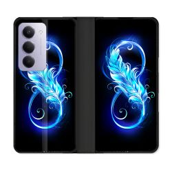 Housse cuir portefeuille Pour Xiaomi Redmi 15 4G Texture Plume Infini Bleu