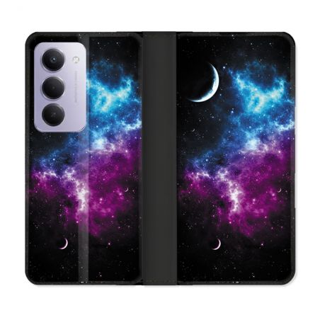 Housse cuir portefeuille Pour Xiaomi Redmi 15 4G Univers Bleu Violet