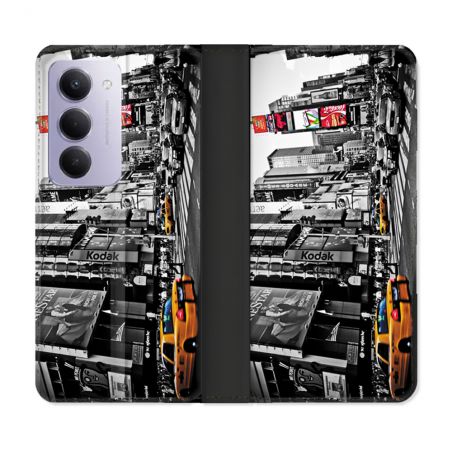 Housse cuir portefeuille Pour Xiaomi Redmi 15 4G Voyage Amerique USA New York Taxi