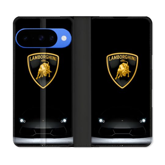 Housse cuir portefeuille Pour Google Pixel 10 Pro Lamborghini Noir
