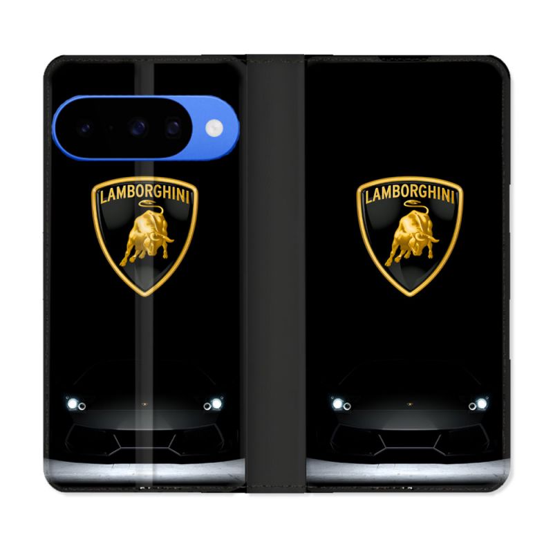 Housse cuir portefeuille Pour Google Pixel 10 Pro Lamborghini Noir