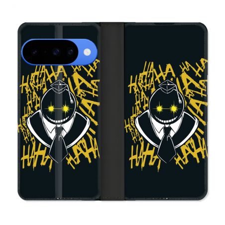 Housse cuir portefeuille Pour Google Pixel 10 Pro Manga Assassination Classroom Kuro Noir