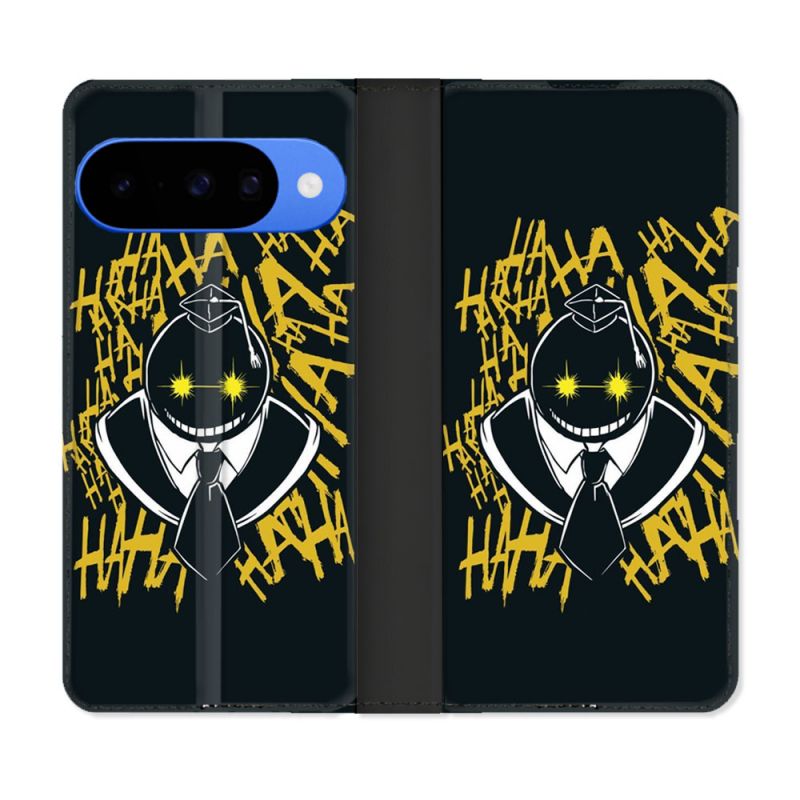 Housse cuir portefeuille Pour Google Pixel 10 Pro Manga Assassination Classroom Kuro Noir