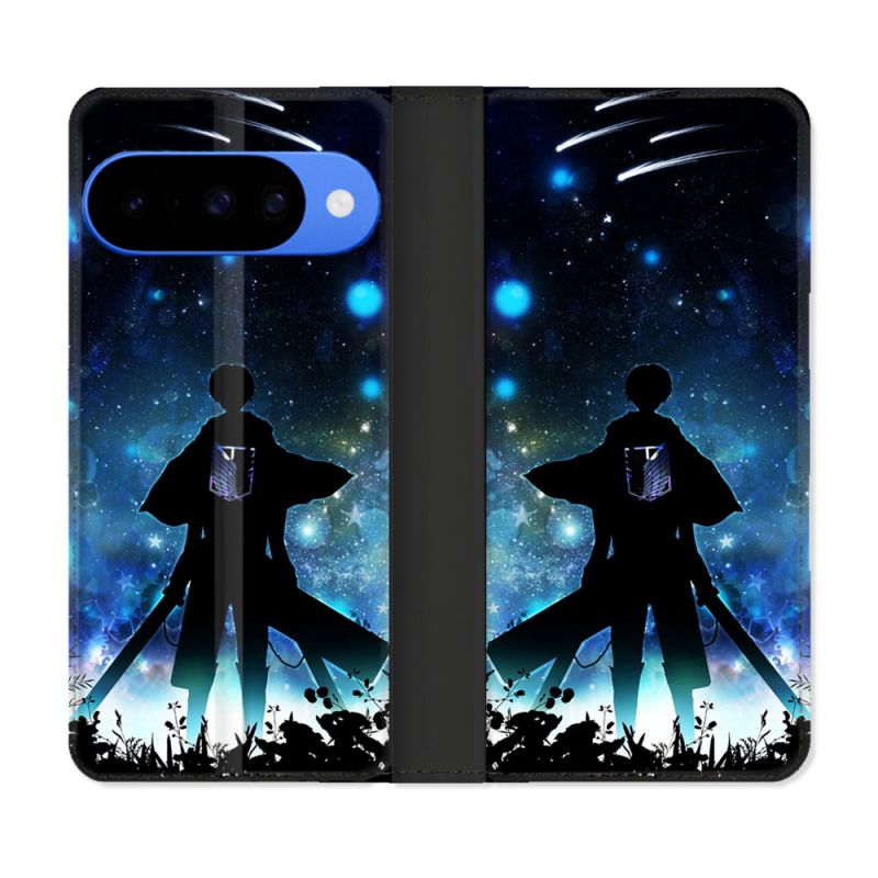 Housse cuir portefeuille Pour Google Pixel 10 Pro Manga Attaque Titans Levi