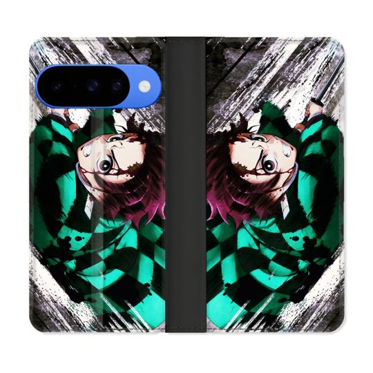 Housse cuir portefeuille Pour Google Pixel 10 Pro Manga Demon Slayer Tanjiro