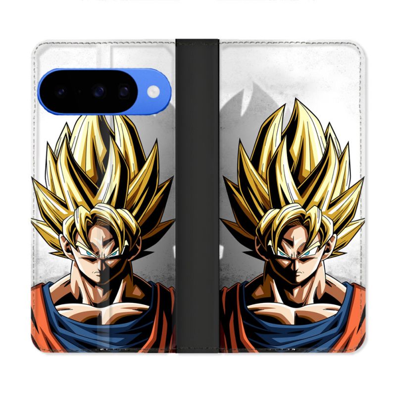 Housse cuir portefeuille Pour Google Pixel 10 Pro Manga Dragon Ball Sangoku Portrait