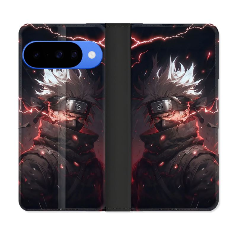 Housse cuir portefeuille Pour Google Pixel 10 Pro Manga Naruto Kakashi Dark
