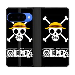 Housse cuir portefeuille Pour Google Pixel 10 Pro Manga One Piece Tete de Mort
