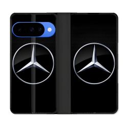 Housse cuir portefeuille Pour Google Pixel 10 Pro Mercedes Carbone