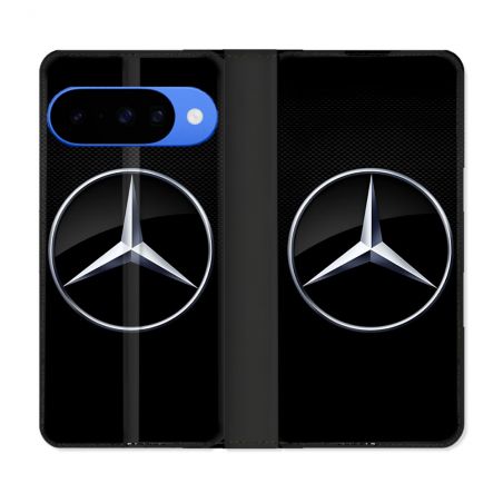 Housse cuir portefeuille Pour Google Pixel 10 Pro Mercedes Carbone