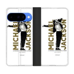 Housse cuir portefeuille Pour Google Pixel 10 Pro Michael Jackson Blanc