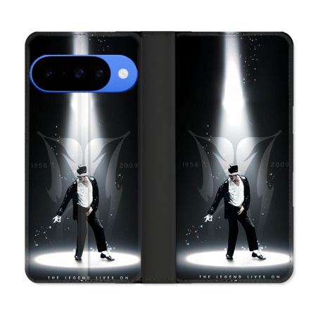 Housse cuir portefeuille Pour Google Pixel 10 Pro Michael Jackson Noir