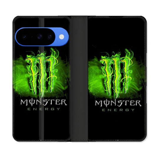 Housse cuir portefeuille Pour Google Pixel 10 Pro Monster Energy Vert