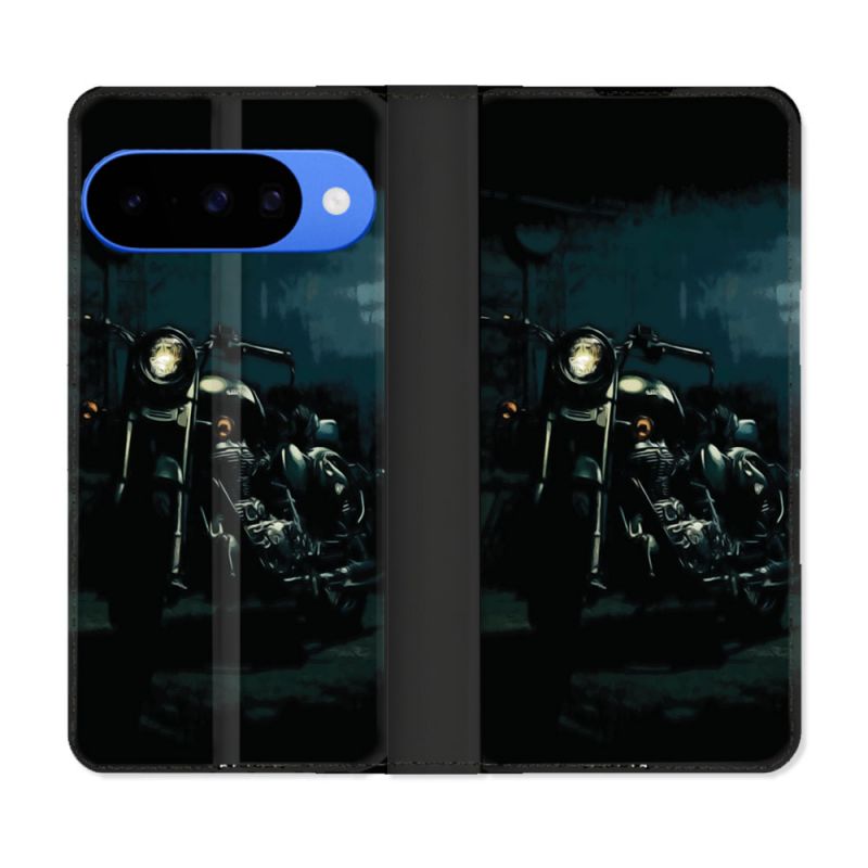 Housse cuir portefeuille Pour Google Pixel 10 Pro Moto Harley Vintage