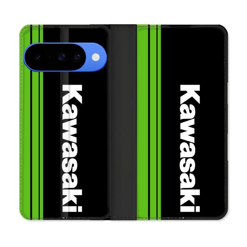 Housse cuir portefeuille Pour Google Pixel 10 Pro Moto Kawasaki