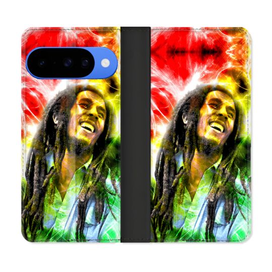 Housse cuir portefeuille Pour Google Pixel 10 Pro Musique Bob Marley Color
