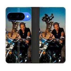 Housse cuir portefeuille Pour Google Pixel 10 Pro Musique Johnny Hallyday Moto