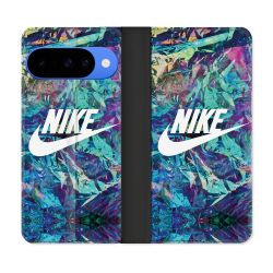 Housse cuir portefeuille Pour Google Pixel 10 Pro Nike Turquoise