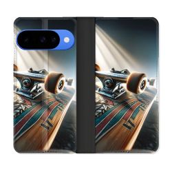 Housse cuir portefeuille Pour Google Pixel 10 Pro Planche Skate