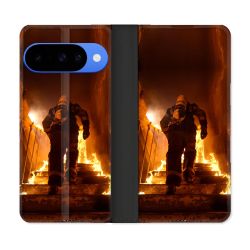 Housse cuir portefeuille Pour Google Pixel 10 Pro Pompier Escalier