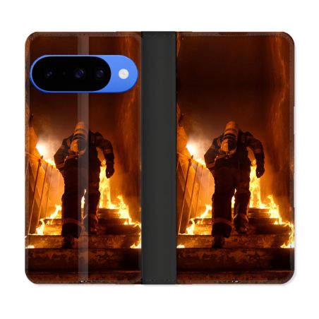 Housse cuir portefeuille Pour Google Pixel 10 Pro Pompier Escalier