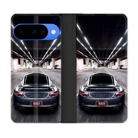 Housse cuir portefeuille Pour Google Pixel 10 Pro Porsche 911