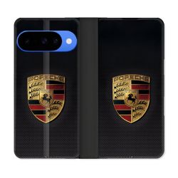 Housse cuir portefeuille Pour Google Pixel 10 Pro Porsche Carbone