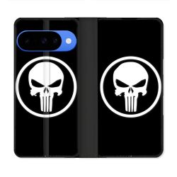 Housse cuir portefeuille Pour Google Pixel 10 Pro Punisher