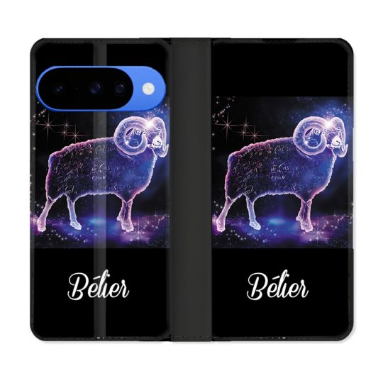Housse cuir portefeuille Pour Google Pixel 10 Pro Signe Zodiaque 2 Bélier