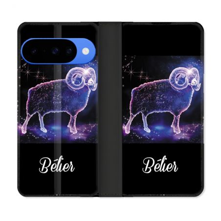 Housse cuir portefeuille Pour Google Pixel 10 Pro Signe Zodiaque 2 Bélier