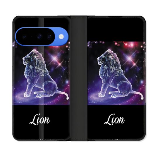 Housse cuir portefeuille Pour Google Pixel 10 Pro Signe Zodiaque 2 Lion