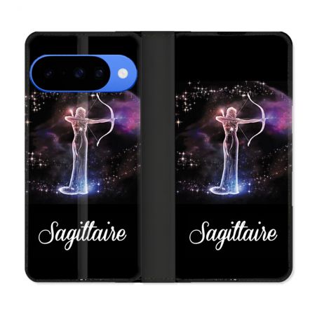 Housse cuir portefeuille Pour Google Pixel 10 Pro Signe Zodiaque 2 Sagittaire